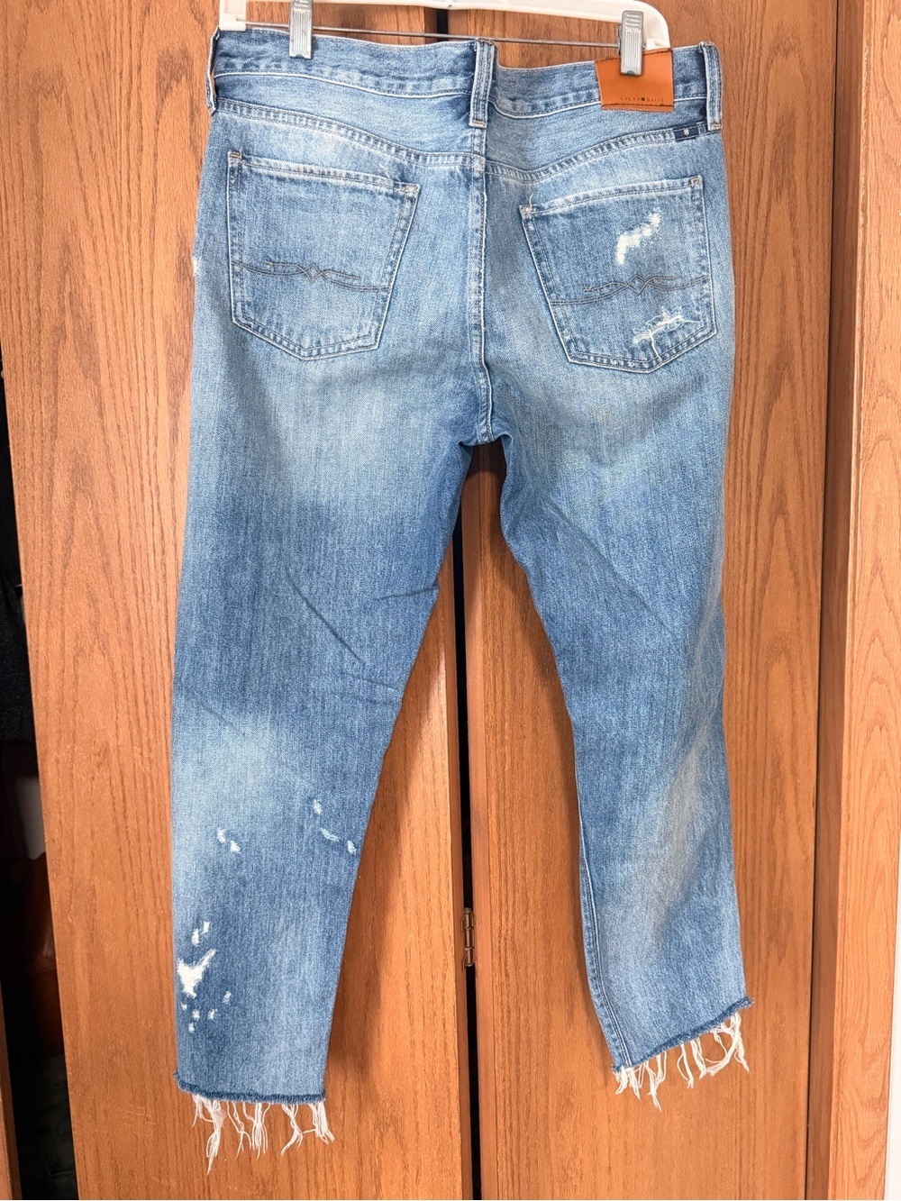 Lucky Brand Light Blue Distressed Straight Leg Jeans - Picture 4 of 7